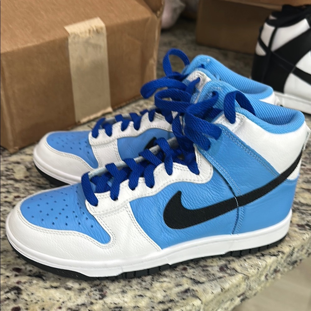 Nike Blue and White High-Top Sneakers